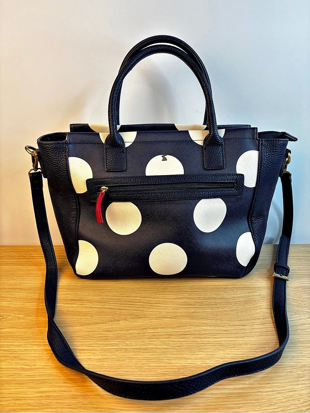 Joules Daytoday Print Polka Dot Tote in Navy & White Textured Polyurethane Top H